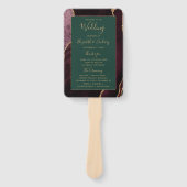 Bourgogne Gold Agaat Green Wedding Programma Handwaaier (Voorkant)