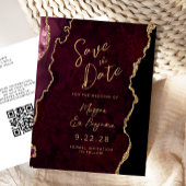 Bourgogne Gold Agaat QR-code Save the Date Aankondigingskaart