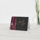 Bourgogne Gold Agaat Script Dark Wedding Bedankt Kaart (Voorkant)