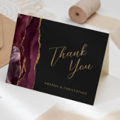 Bourgogne Gold Agaat Script Dark Wedding Bedankt Kaart