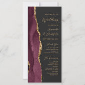 Bourgogne Gold Agaat Script Dark Wedding Programma (Voorkant)