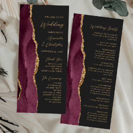 Bourgogne Gold Agaat Script Dark Wedding Programma