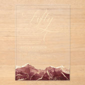 Bourgogne Gold Agate 50e Vijftig Verjaardagsfeest Acryl Uitnodigingen (Voorkant)