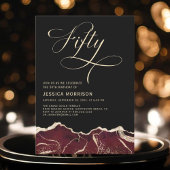 Bourgogne Gold Agate 50e Vijftig Verjaardagsfeest Kaart