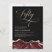 Bourgogne Gold Agate 50e Vijftig Verjaardagsfeest Kaart (Voorkant)