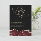 Bourgogne Gold Agate 50e Vijftig Verjaardagsfeest Kaart (Staand voorkant)