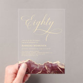 Bourgogne Gold Agate 80e 80-jarig jubileum Acryl Uitnodigingen (Insitu (Draagbaar))