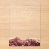 Bourgogne Gold Agate 80e 80-jarig jubileum Acryl Uitnodigingen (Voorkant)