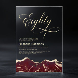 Bourgogne Gold Agate 80e 80-jarig jubileum Acryl Uitnodigingen