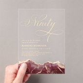 Bourgogne Gold Agate 90e 90e verjaardagsfeest Acryl Uitnodigingen (Insitu (Draagbaar))