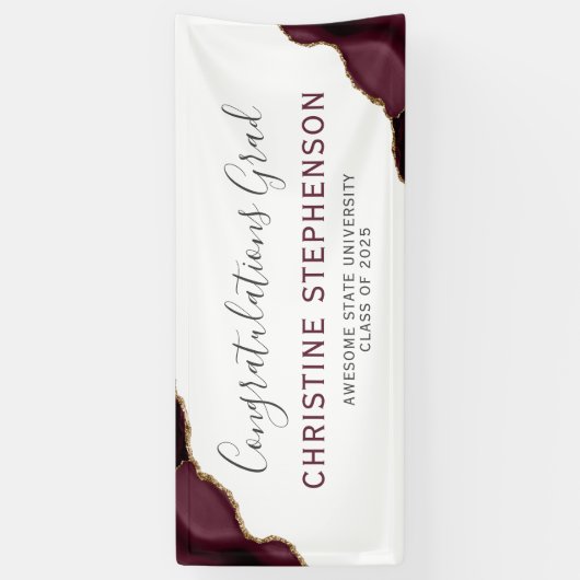 Bourgogne Gold Agate Felicitaties Afstuderen Spandoek (Verticaal)