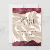 Bourgogne Gold Agate Ivory Silk Save the Date Magnetische Uitnodiging (Voorkant)