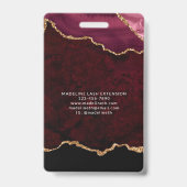 Bourgogne Gold Agate Marble Bedrijf ID Badge (Achterkant)