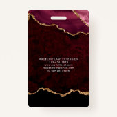 Bourgogne Gold Agate Marble Bedrijf ID Badge (Achterkant)