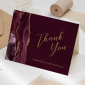 Bourgogne Gold Agate Script Wedding Bedankt Kaart