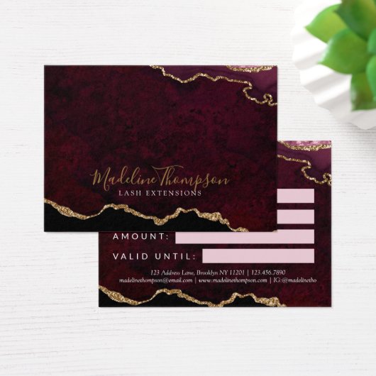 Bourgogne Gold Agate Zakelijk Cadeaubon Visitekaartje (Bureau)
