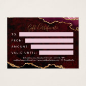 Bourgogne Gold Agate Zakelijk Cadeaubon Visitekaartje (Achterkant)