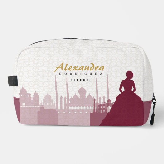 Bourgogne & Gold Arabian Quinceañera Toilettasje (Voorkant)