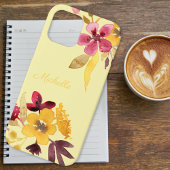 Bourgogne Gold Autumn Blooms Monogram Case-Mate iPhone Case