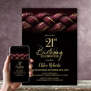 Bourgogne Gold Braid 21e verjaardagsfeest Kaart