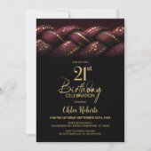 Bourgogne Gold Braid 21e verjaardagsfeest Kaart (Voorkant)