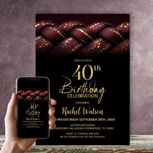 Bourgogne Gold Braid 40e verjaardagsfeest Kaart