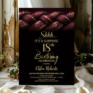 Bourgogne Gold Braid Surprise 18e verjaardagsfeest Kaart