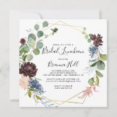 Bourgogne Gold Bridal Luncheon Vrijgezellenfeest Kaart (Voorkant)