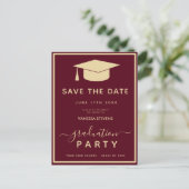 Bourgogne Gold Classic Afstuderen Save the Date Briefkaart (Staand voorkant)