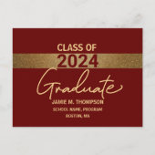 Bourgogne Gold Custom Class van 2024 Afstuderen Briefkaart (Voorkant)