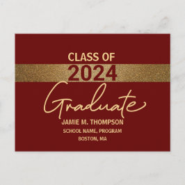 Bourgogne Gold Custom Class van 2024 Afstuderen Briefkaart