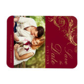 Bourgogne Gold Damask Foto Save the Date Magneet (Horizontaal)