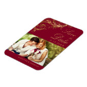 Bourgogne Gold Damask Foto Save the Date Magneet (Linkerzijde)