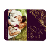  Bourgogne Gold Damask Foto Save the Date Magneet (Horizontaal)