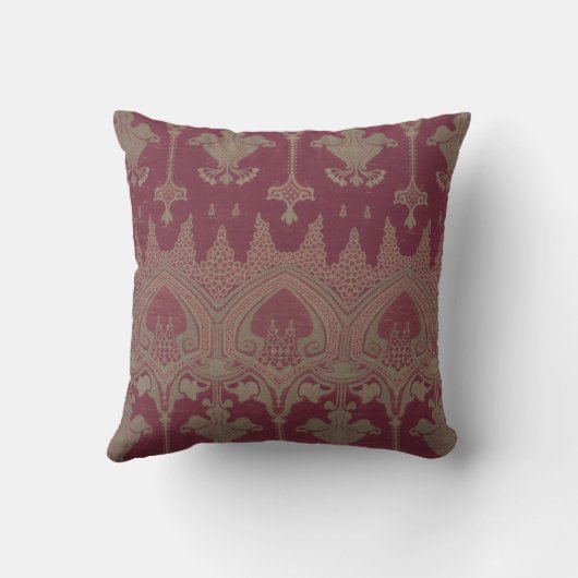Bourgogne Gold Damask Pattern Kussen (Achterkant)