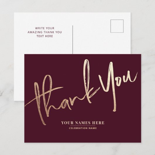 Bourgogne Gold Dank u Elegant Universal Briefkaart (Voorkant / Achterkant)
