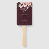 Bourgogne Gold - Elegant Floral Luxe bruiloft PROG Handwaaier (Achterkant)