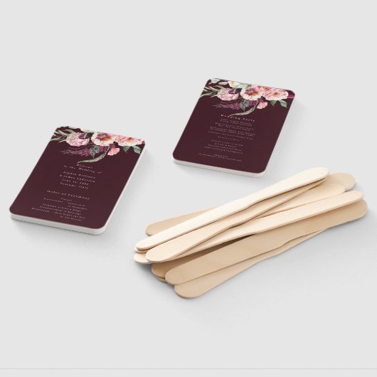 Bourgogne Gold - Elegant Floral Luxe bruiloft PROG Handwaaier (Niet-gemonteerd)