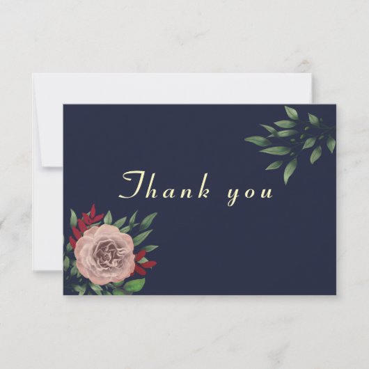 Bourgogne Gold Fall Wedding Bedankkaart (Voorkant)