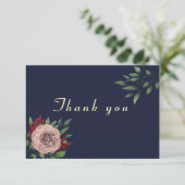 Bourgogne Gold Fall Wedding Bedankkaart (Staand voorkant)