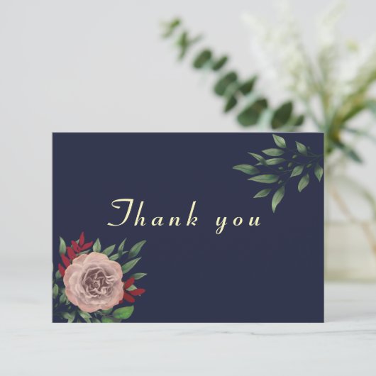 Bourgogne Gold Fall Wedding Bedankkaart (Staand voorkant)