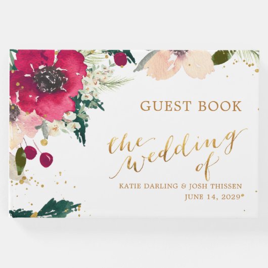 Bourgogne & Gold | Floral Herfst Rustic Wedding Gastenboek (Voorkant)