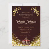 Bourgogne Gold Flourish Glitter Royal Wedding Kaart (Voorkant)