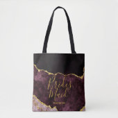 Bourgogne & Gold Folie Agaat Marmeren Bruidsmeisje Tote Bag (Voorkant)