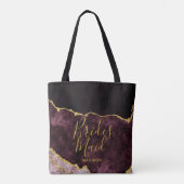 Bourgogne & Gold Folie Agaat Marmeren Bruidsmeisje Tote Bag (Achterkant)