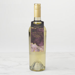Bourgogne Gold Folie Marmeren Agaat Wedding Bedank Flessenhanger