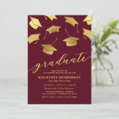 Bourgogne Gold Graduation Party Uitnodigingen (Staand voorkant)