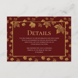 Bourgogne & Gold Leaf bruiloft details Kaart