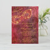 Bourgogne Gold Mardi Gras Masquerade Ball Kaart (Staand voorkant)