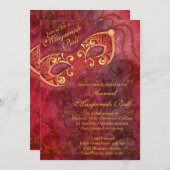 Bourgogne Gold Mardi Gras Masquerade Ball Kaart (Voorkant / Achterkant)